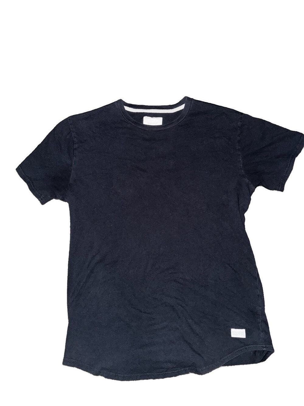 Hollister Men's Longline Fit Black Solid Logo Crew Neck Short Sleeve T-Shirt M